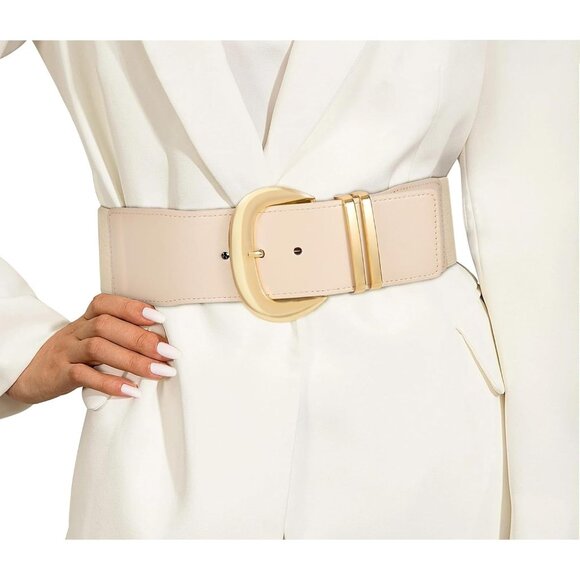 ⚡Golden Women Wide Elastic Waist Belt for Dresses Fashion Gold Buckle Stretchy - Picture 1 of 7